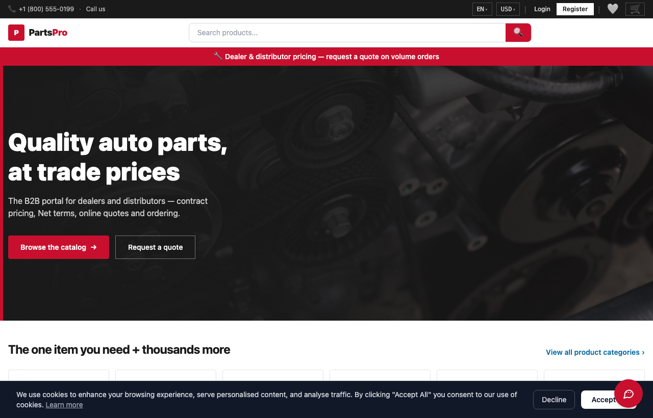 PartsPro storefront